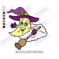 Halloween Moon in Hat Embroidery Design